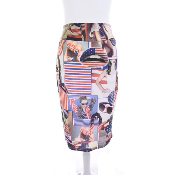 Chicshoppe Womens Cropped Tank Top Pencil Skirt 2 Pc Set Americana USA Sz XL - Picture 11 of 13